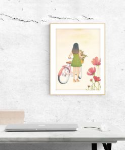 Art Print - Cycling slowly in slow living collection by Eding Illustration