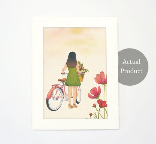 Art Print - Cycling slowly in slow living collection by Eding Illustration