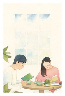 Quality time with loved ones - slow living collection Watercolor painting by Eding Illustration