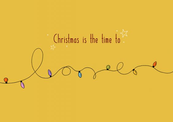 christmas card christmas is the time to love yellow light bulb by Eding Illustration