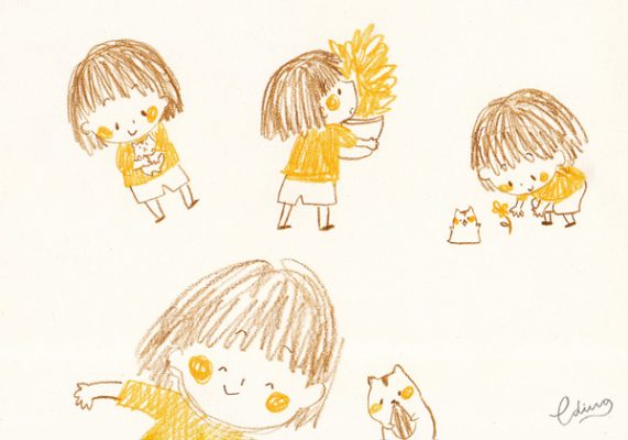 peach and coco cute character little girl and hamster 3 by Eding Illustration