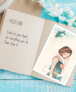 postcard- Listen in slow living collection 1 by Eding Illustration